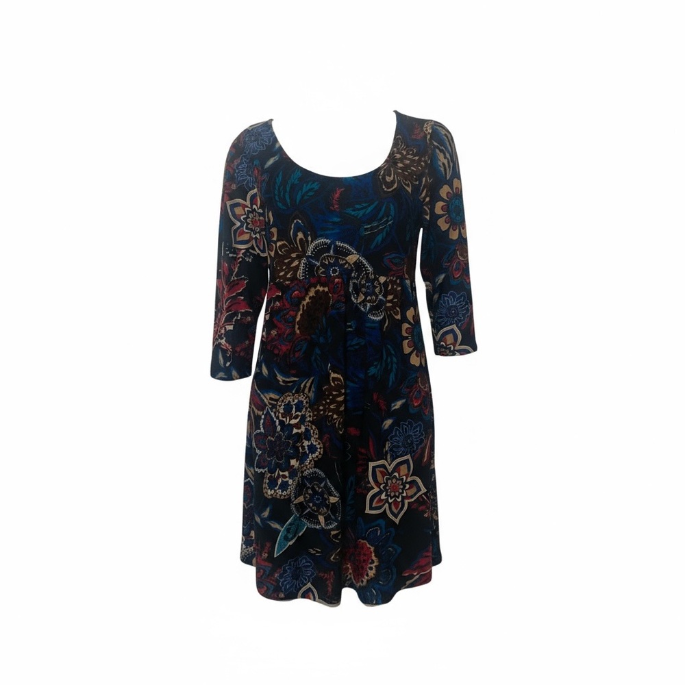 Reborn 90s Boho Fall Floral Dress Cottagecore Vintage Inspired 3/4 Sleeve Mini